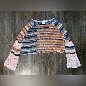 Free People NEW Pink and Blue Crew Neck Sweater Soft Knit Stripes
Size Large.